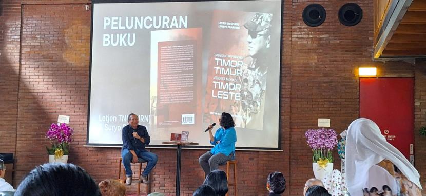 Suasana peluncuran buku berjudul Mengantar Provinsi Timor Timur Merdeka Menjadi Timor Leste di kawasan SCBD, Jakarta Selatan, Sabtu (22/6/2024).