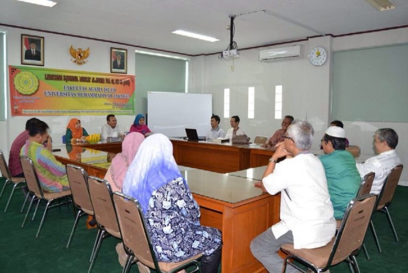 Suasana peluncuran e-journal Misykat Al-Anwar milik Fakultas Agama Islam (FAI) Universitas Muhammadiyah Jakarta (UMJ), Jumat (29/1).