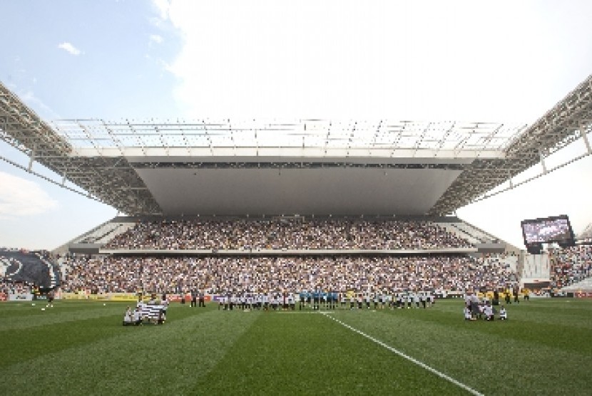 Suasana pembukaan Piala Dunia 2014 di Corinthians Arena, Jumat (13/6) dini hari WIB.