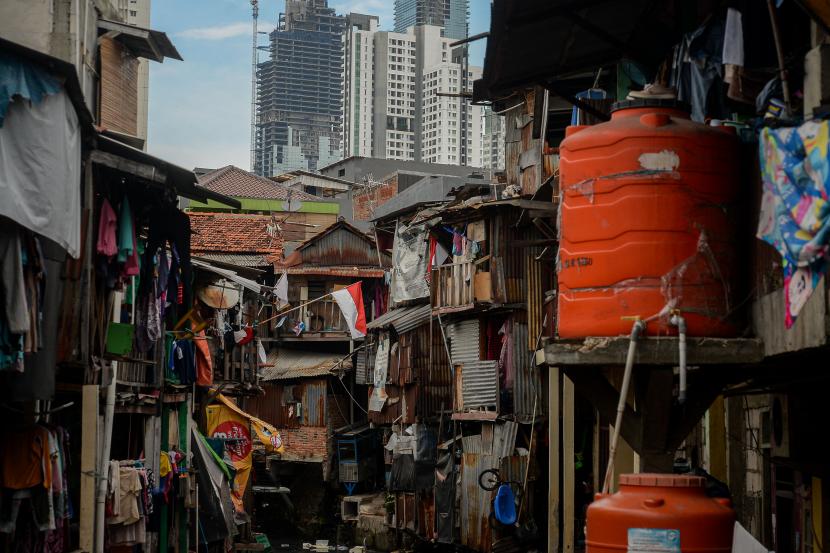 Suasana pemukiman padat penduduk di kawasan Tanah Abang, Jakarta.