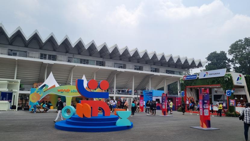 Suasana Race Expo Jakarta Running Festival 2024 di Istora Senayan, Jakarta pada Kamis (10/10/2024).