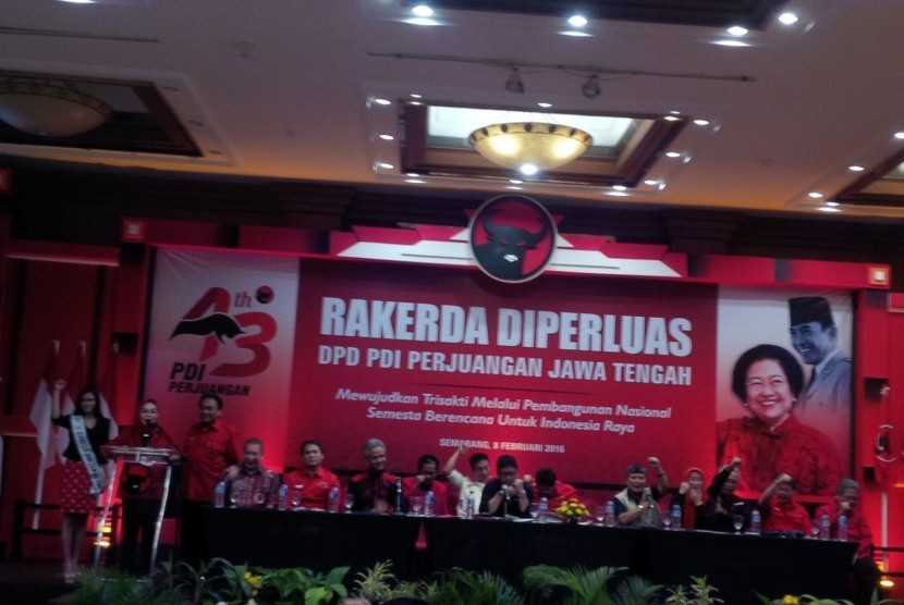 Suasana Rakerda PDIP Perjuangan di Semarang, Jawa Tengah, Senin (8/2)