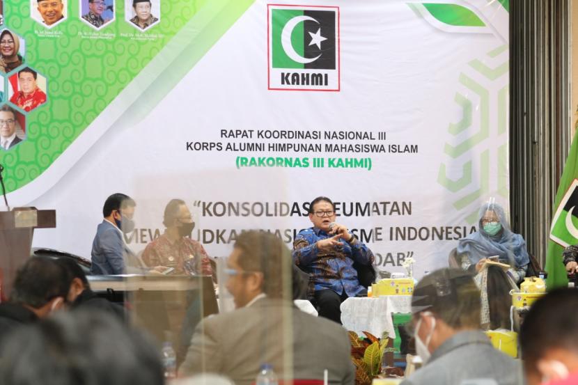 Suasana Rakornas III Majelis Nasional Korps Alumni HMI (MN-KAHMI) di Bogor, Jumat (15/1).