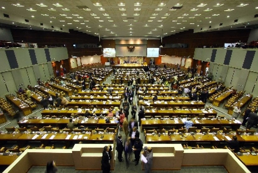 Suasana rapat paripurna RUU Pemilu di Kompleks Parlemen Senayan, Jakarta