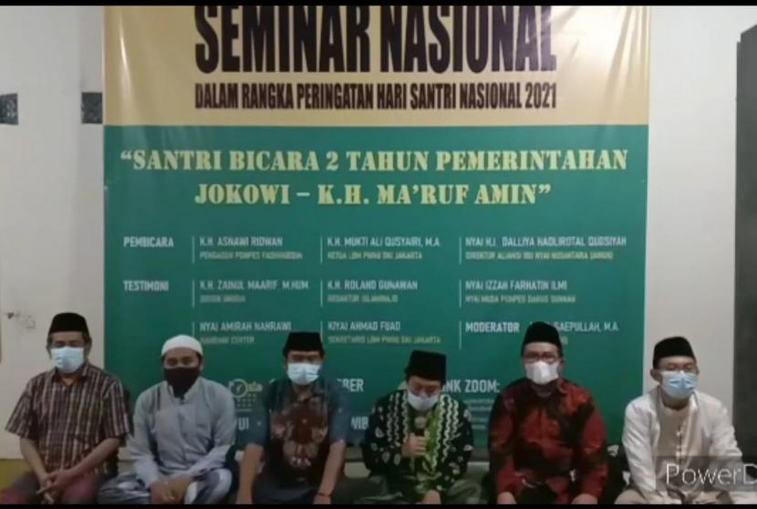 Suasana seminar nasional bertajuk Santri Bicara 2 Tahun Pemerintahan Jokowi-KH Ma’ruf Amin yang digelar pada Rabu (20/10).