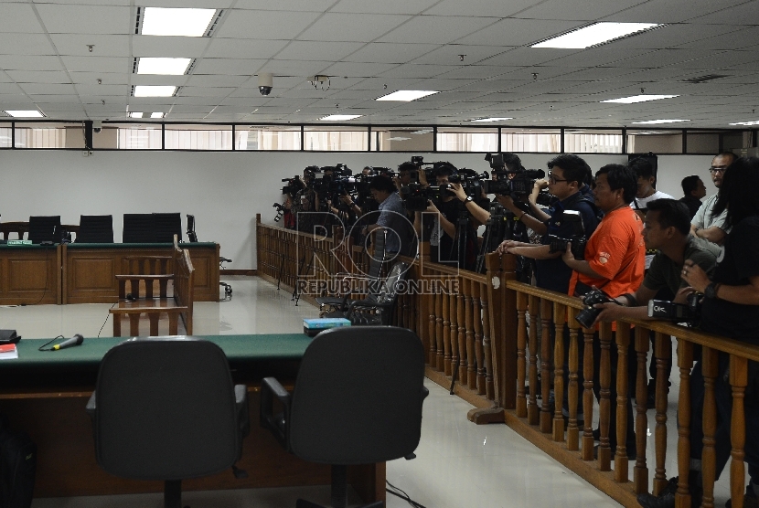 Suasana sidang dengan agenda dakwaan untuk OC Kaligis di Pengadilan Tipikor, Jakarta, Kamis (20/8).