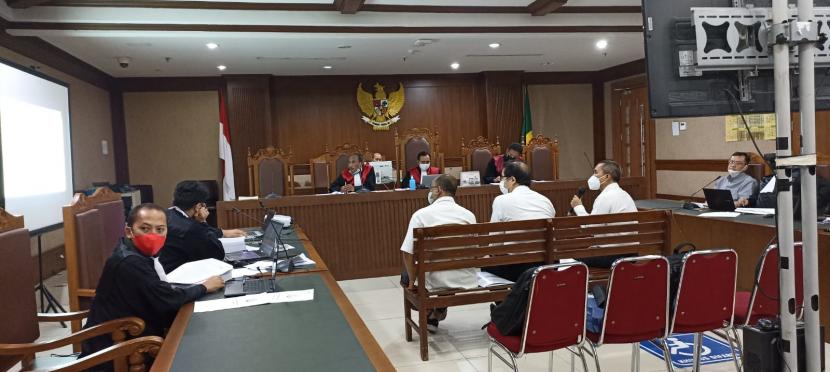 Suasana sidang kasus dugaan korupsi PT Asabri dengan terdakwa Benny Tjokrosaputro di PN Tipikor Jakarta Pusat pada Selasa (26/7). 