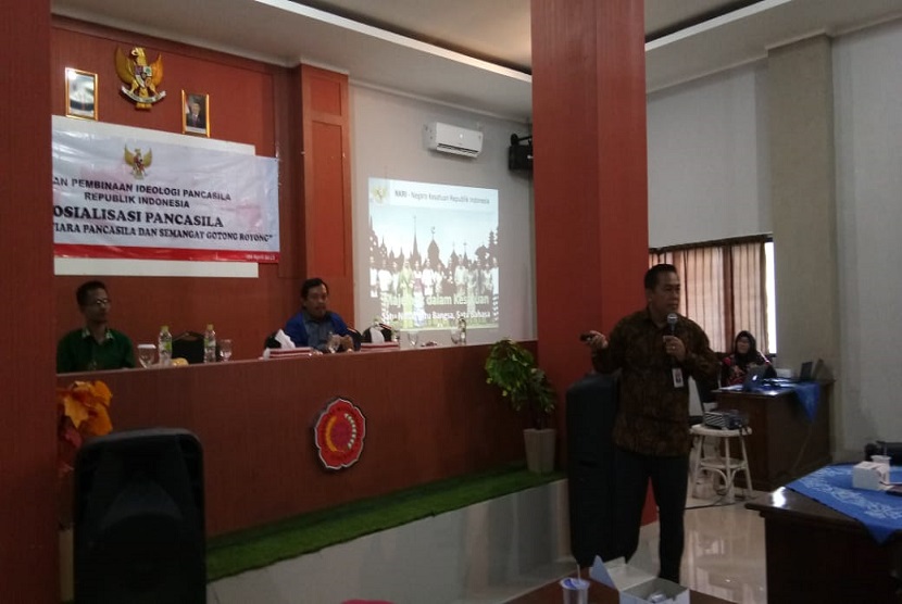 Suasana sosialisasi Pancasila di Universitas Muhammadiyah Cirebon, Kamis (4/4).