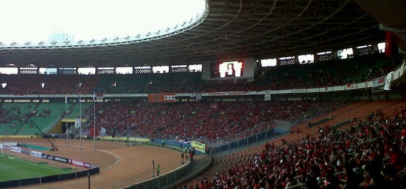 Suasana Stadion GBK menjelang pertandingan Indonesia vs Bahrain.