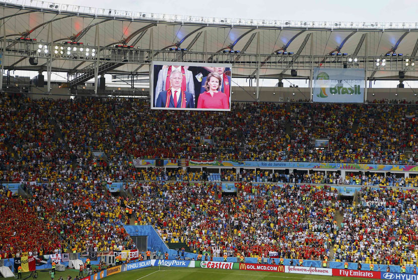 Suasana Stadion Maracana, Rio de Janeiro, saat Timnas Belgia menghadapi Rusia di laga Grup H Piala Dunia 2014 pada Ahad (22/6). 