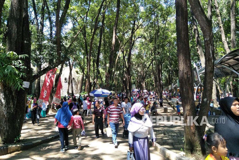 Suasana Taman Margasatwa Ragunan saat libur Natal, Senin (25/12). 