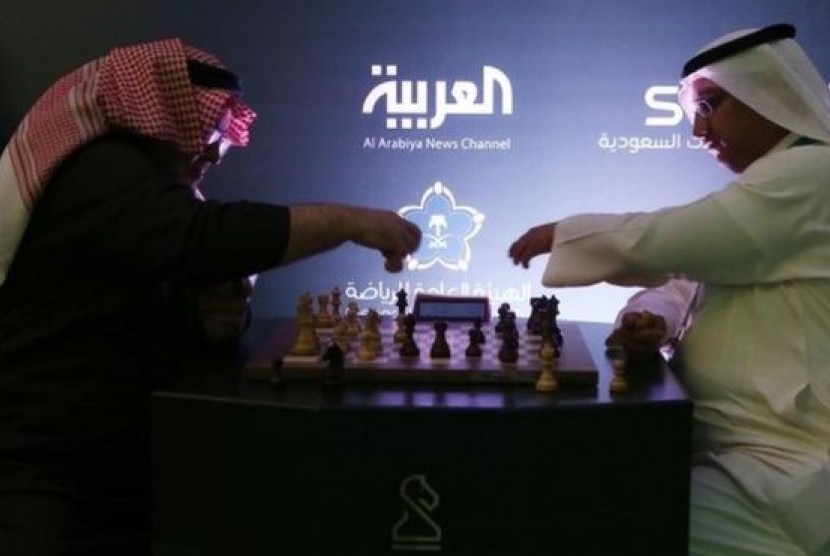 Suasana turnamen catur internasional di Riyadh, Arab Saudi.