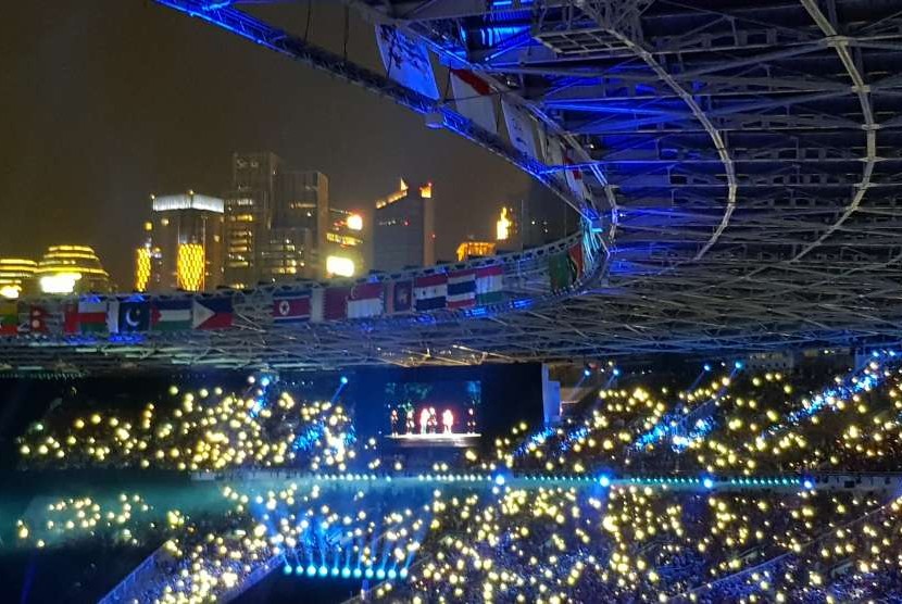 Suasana Upacara Pembukaan Asian Games ke-18 Tahun 2018, di Stadion Utama GBK, Senayan, Jakarta, |Sabtu (18/8).