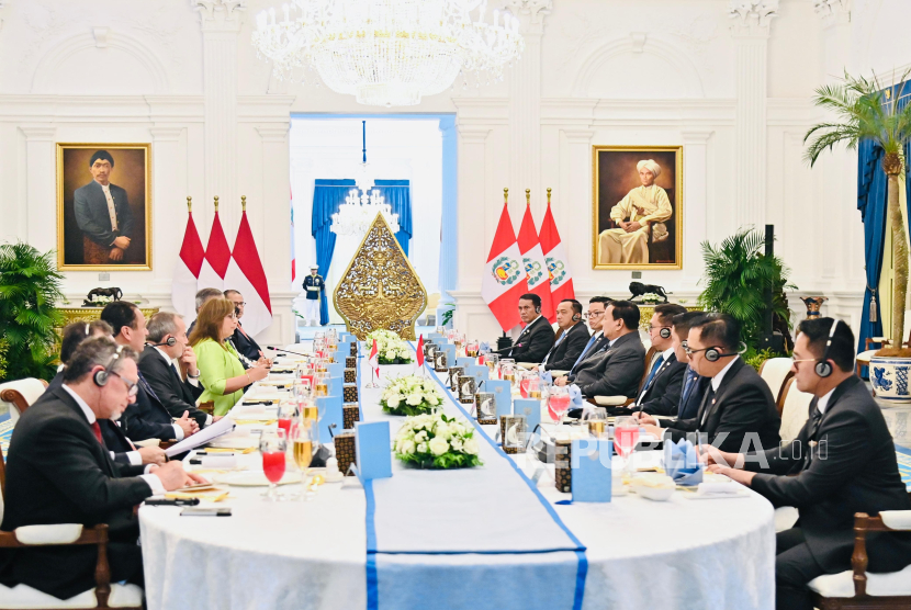 Suasana working lunch di Istana Merdeka, Jakarta Pusat pada Senin (11/8/2025).