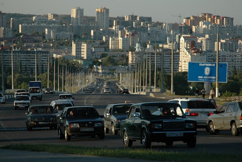 Sudut kota Belgorad, Rusia.