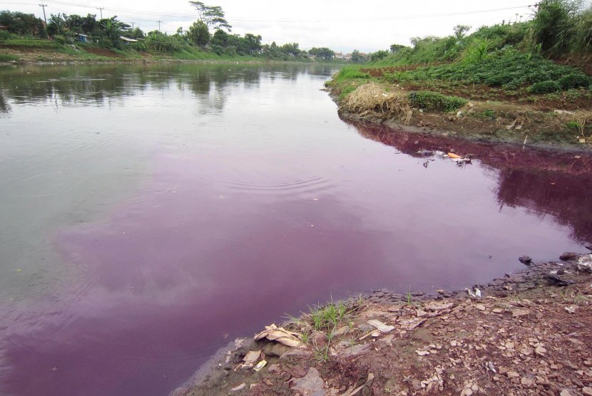 Sungai yang tercemar akibat pembuangan limbah  (ilustrasi).