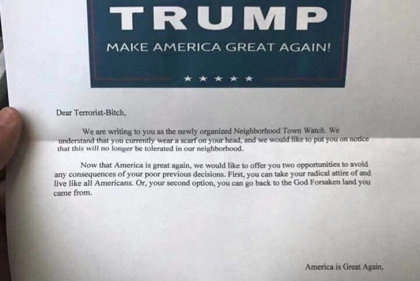 Surat Berlogo Trump Dinilai Ancam Muslim di Amerika 