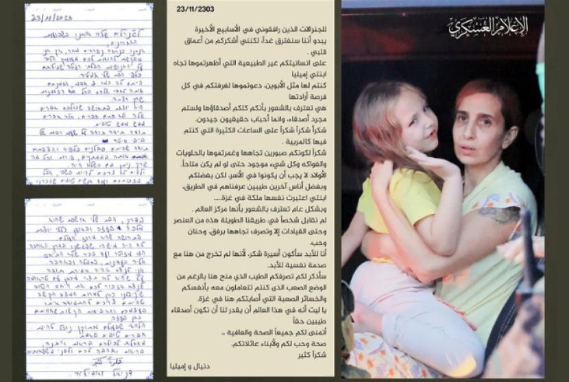 Surat dan foto tawanan Hamas, Danielle dan Emilia.