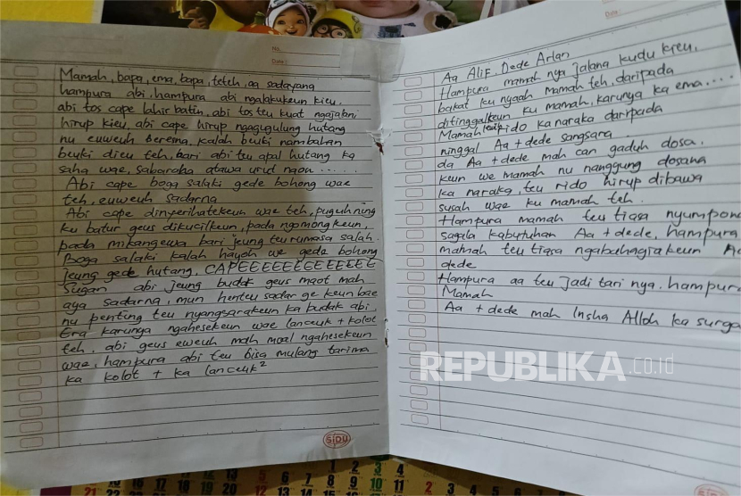 Surat wasiat EN sebelum ditemukan tewas bersama dua anaknya.