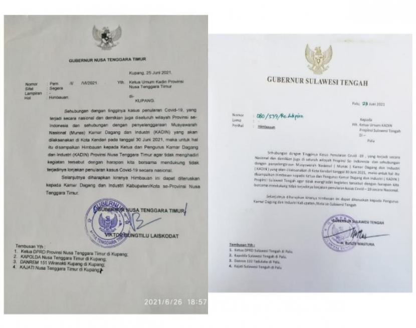 Surat gubernur Sulteng dan NTT beredar viral minta kadin provinsi tak hadir munas