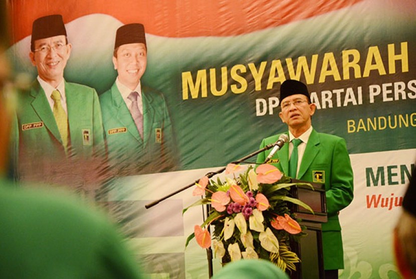 Suryadharma Ali pada Mukernas PPP di Bandung, Jumat (7/2)
