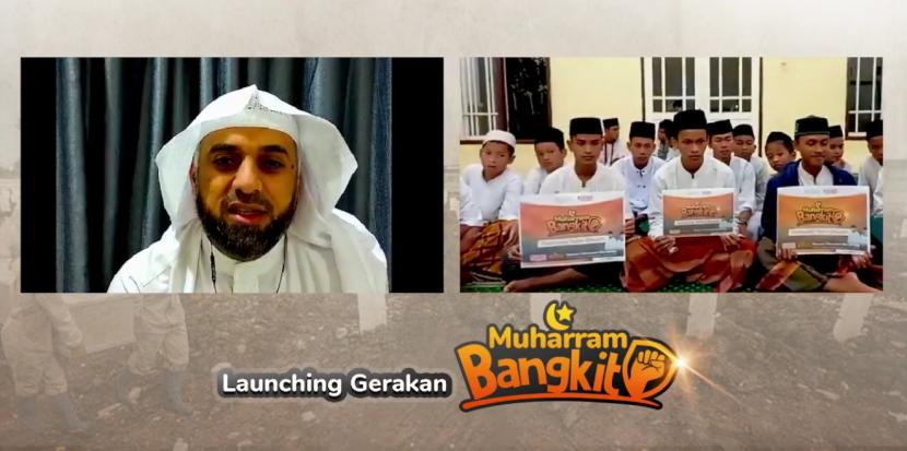 Syaikh Muhammad Jaber memberikan tausiyah pada acara peluncuran Muharram Bangkit yang digelar oleh Lanas BMH, Senin (9/8).
