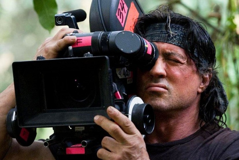 Sylvester Stallone saat menjadi sutradara di film keempat John Rambo