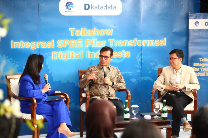 Talkshow Integrasi SPBE Pilar Transformasi Digital Indonesia dengan tema Akselerasi Pelayanan Publik dengan Integrasi SPBE, di Jakarta, Kamis (7/12/2023).