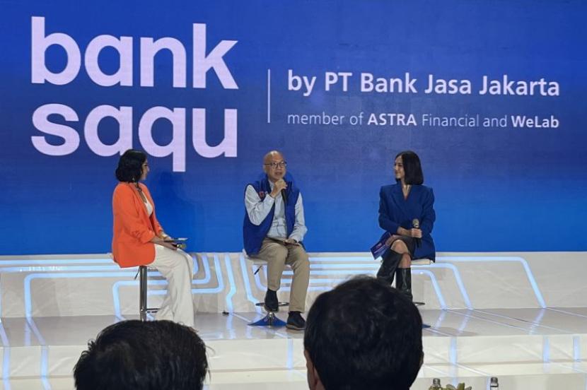 Talkshow pengenalan fitur Bank Saqu saat Peluncuran Bank Saqu di Menara Astra, Jakarta, Senin. 
