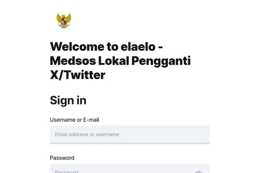 Tampak laman depan website Elaelo, platform media sosial lokal buatan pemerintah pengganti X.