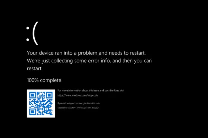 Tampilan baru penanda error di Windows 11 black screen of death.
