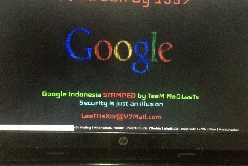 Tampilan laman Google Indonesia yang dibajak