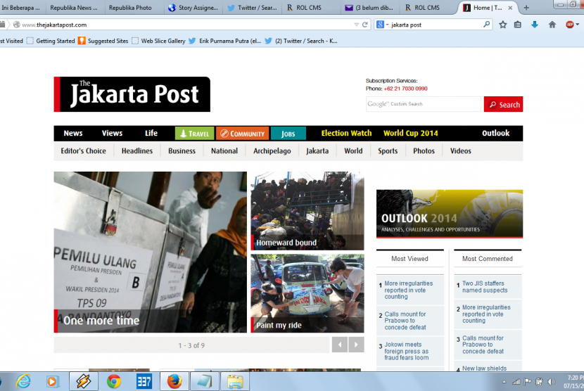 Tampilan laman The Jakarta Post.