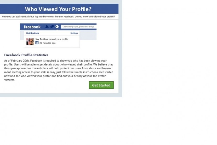 Tampilan layar penipuan dengan aplikasi Who Viewed Your Profile