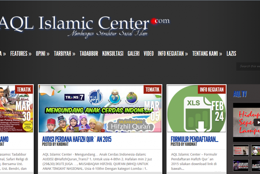 Tampilan muka situs aqlislamiccenter.com, yang dinilai mendukung berdirinya ISIS.