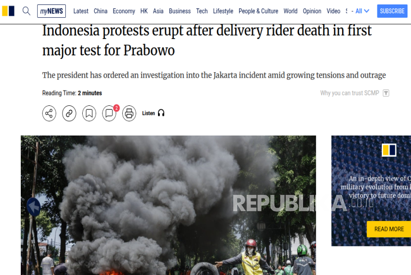 Media Asing Soroti Demonstrasi Mahasiswa, Tewasnya Affan Kurniawan, dan Polri