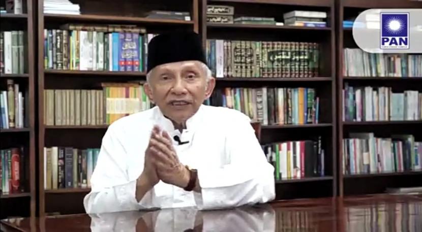 Tangkapan layar dari video Amien Rais, yang menyebut tengah mempertimbangkan untuk membentuk PAN Reformasi.(Republika/Edi Yusuf)