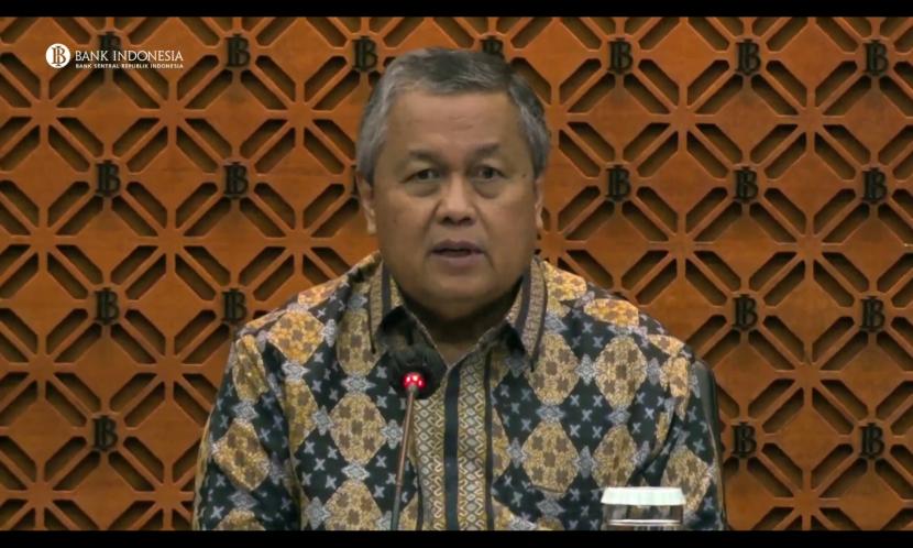 Tangkapan layar Gubernur Bank Indonesia Perry Warjiyo menyampaikan kenaikan suku bunga menjadi 5,75 persen dalam Konferensi Pers Rapat Dewan Gubernur (RDG) Bulanan, Kamis (19/1/2023).
