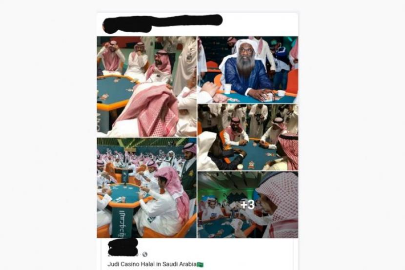 Tangkapan layar hoaks, akun yang mengatakan ada kasino halal di Arab Saudi. (Facebook)