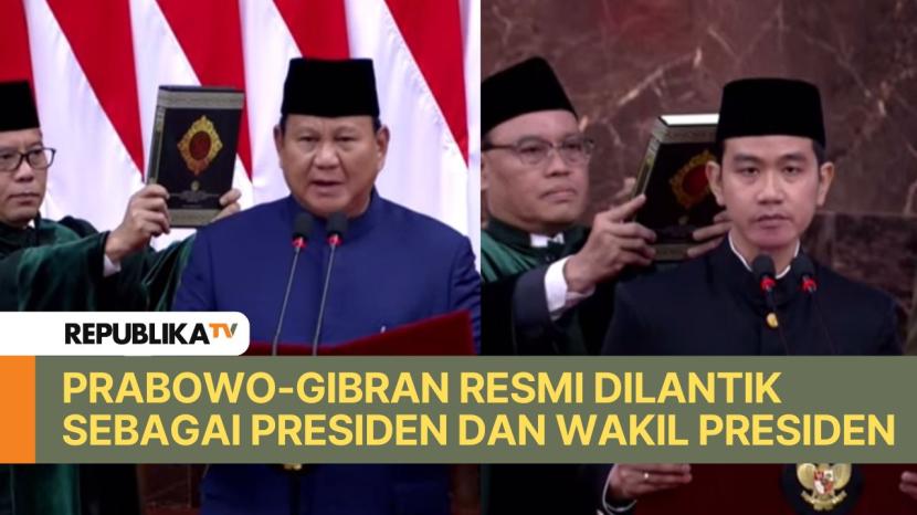 Tangkapan layar kolase foto pelantikan presiden dan wakil presiden.