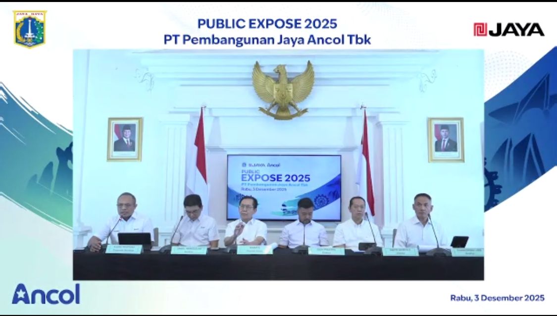 Tangkapan Layar Public Expose PT Pembangunan Jaya Ancol Tbk (PJAA), yang digelar secara daring, Rabu (3/12/2025). 