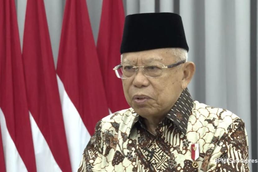 Tangkapan layar saat Wakil Presiden Maruf Amin meluncurkan perdana Tabungan Perumahan Rakyat (Tapera) Syariah di Pemerintah Provinsi Aceh secara daring, Selasa (23/8). Pada hari yang sama Wapres tegaskan menolak pembubaran Kompolnas.