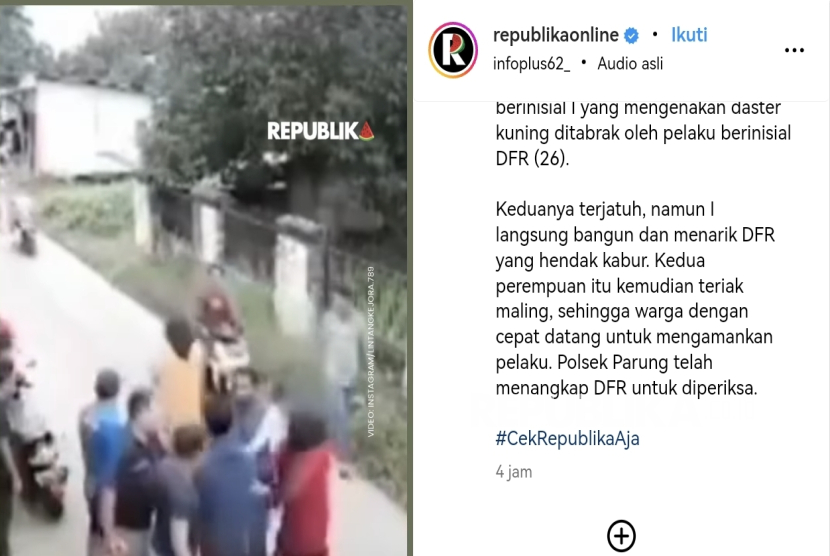 Tangkapan layar video emak-emak beraksi gagalkan pencurian.