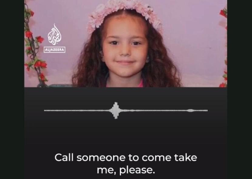 Tangkapan layar video rekaman audio Hind Rajab dan keluarganya meminta bantuan saat terkepung dalam serangan tentara zionis apartheid Israel.