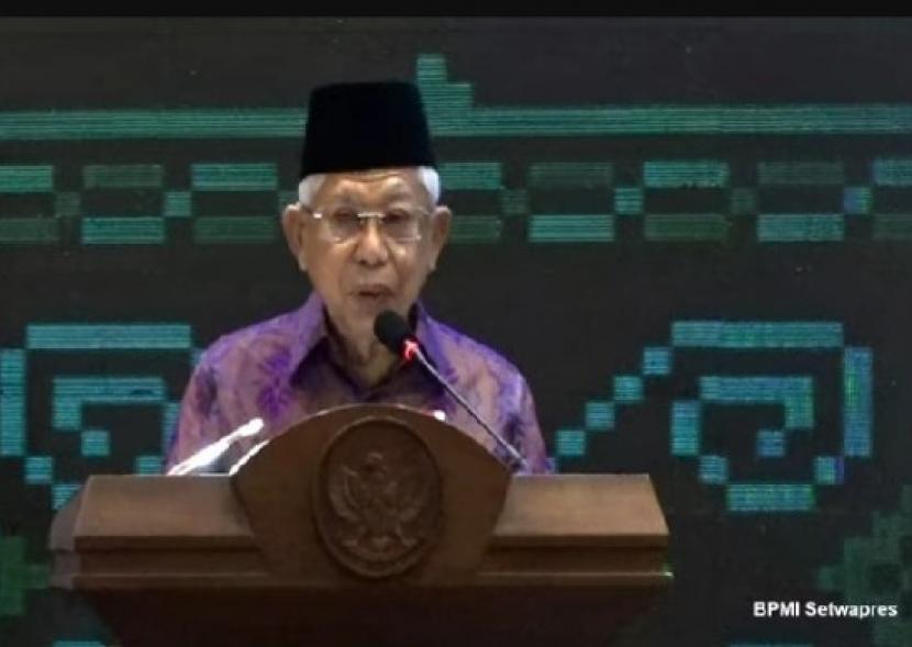 Tangkapan layar Wakil Presiden Maruf Amin saat menghadiri Pembukaan Silaturahmi Bisnis Nasional ke-14 Ikatan Saudagar Muslim se-Indonesia di Pontianak, Kalimantan Barat, Rabu (23/11).