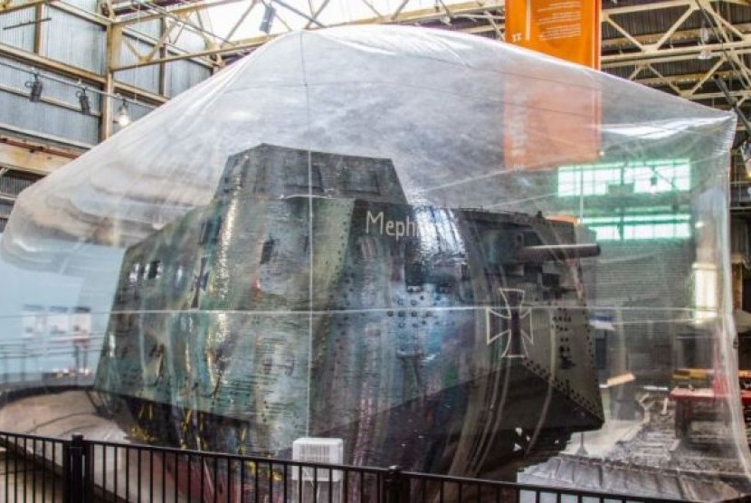Tank A7V Jerman dipelihara di Ipswich tepatnya di Museum ‘Workshops Rail’.