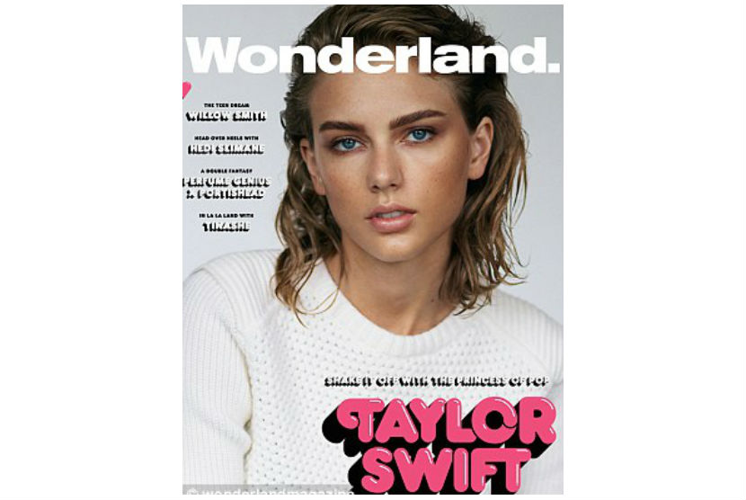 Taylor Swift beralis tebal untuk pemotretan majalan Wonderland.