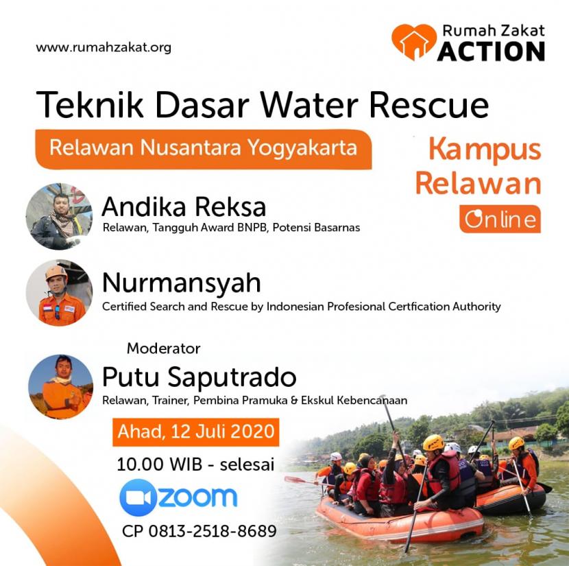 Teknik dasar water rescue yang digelar relawan nusantara Yogyakarta.