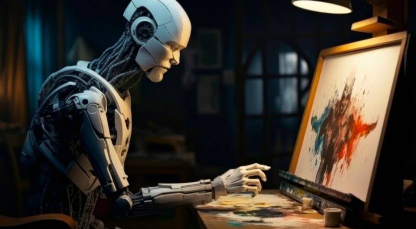 Teknologi AI membuat gambar (ilustrasi). Seniman dan ilustrator mengkritik penggunaan gambar AI. Pasalnya terbuka kemungkinan gambar yang dihasilkan oleh AI melanggar hak para seniman atau ilustrator.