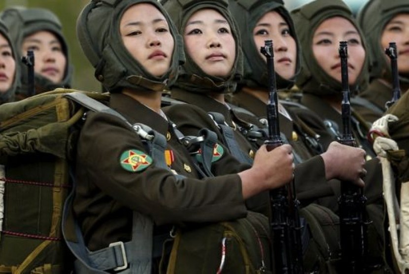 Tentara perempuan Korea Utara.
